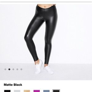 Matte black faux leather leggings